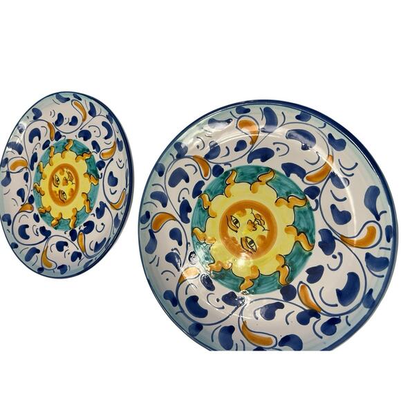 Vintage Vietri Soli The Sun Pottery Hand Painted Italy Dinner Plates Set Of 4 - Picture 4 of 5